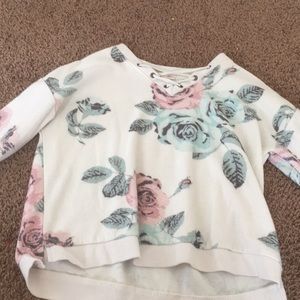 White Blue And Pink Floral Sweatshirt